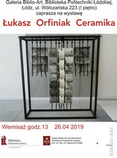 Plakat z wystawy Łukasza Orfiniaka Ceramika