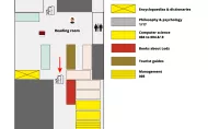 Diagram of the arrangement of the collection at BPŁ in free access area on the ground floor.